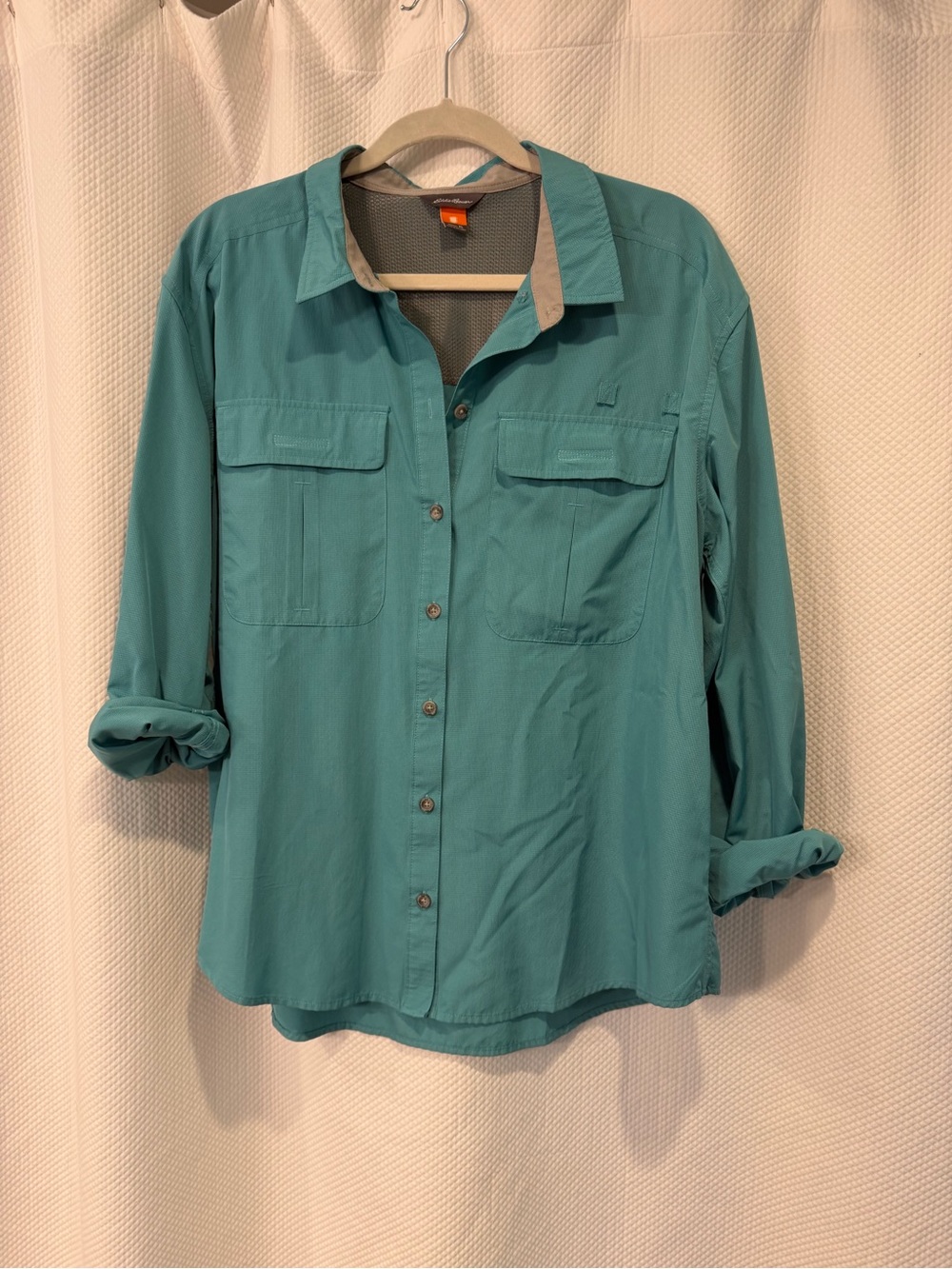 Eddie Bauer Lightweight Teal Button-Front Women’s Shirt, xl